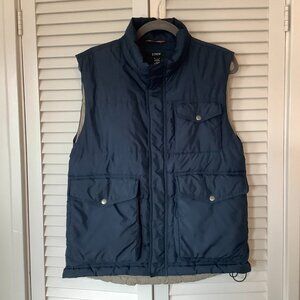 Vintage J. Crew men's Expedition Utility Down Puffer Vest medium navy blue 2004
